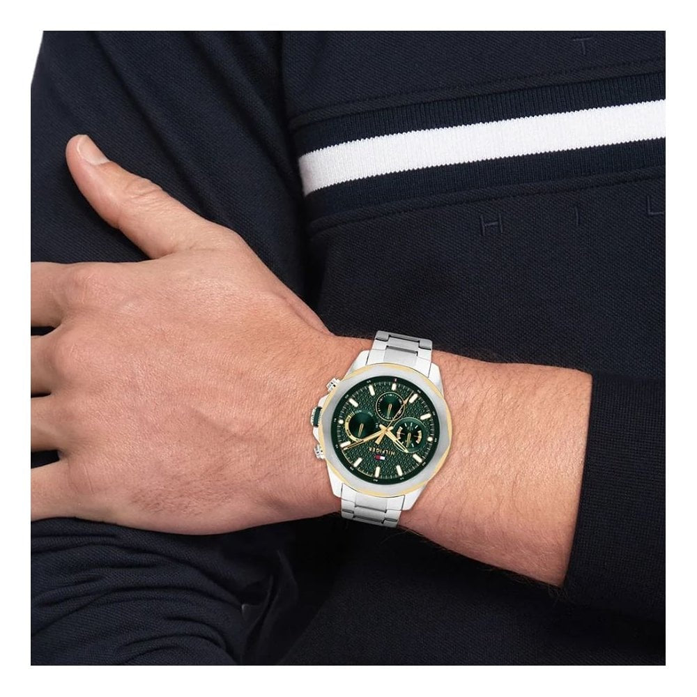 Tommy Hilfiger Lars , Two-Toned Multifunction Green Dial Gents Stainless Steel Watch