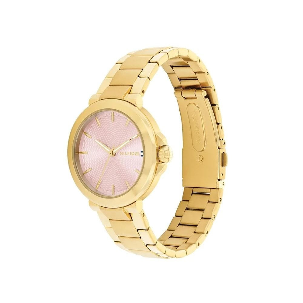 Tommy Hilfiger Lori Pink Dial, Ladies Gold Stainlesss Steel Watch