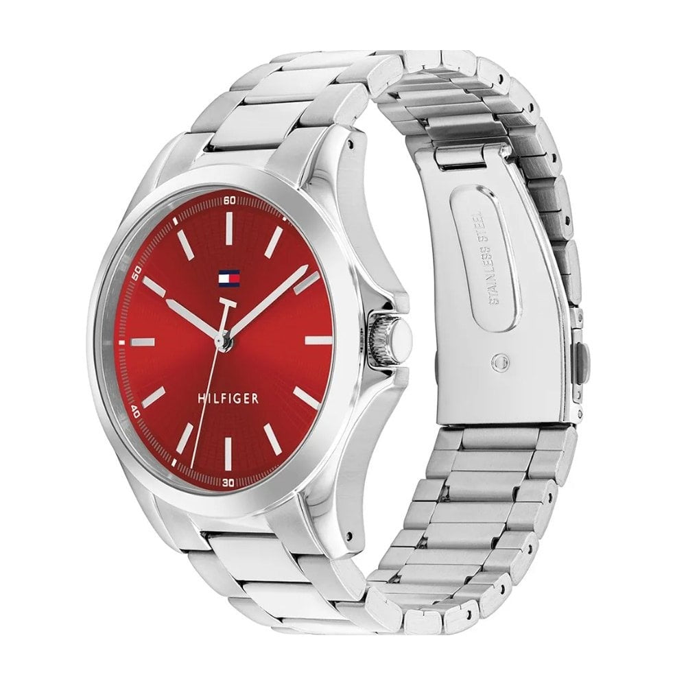 Tommy Hilfiger Men's Bruce, Red Dial Stainless Steel Watch