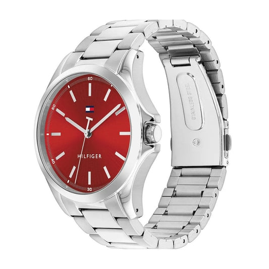 Tommy Hilfiger Men's Bruce, Red Dial Stainless Steel Watch