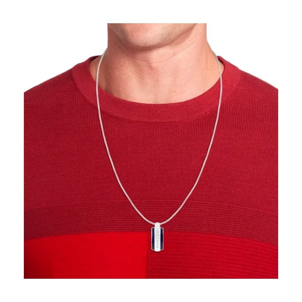 Tommy Hilfiger Men's Parker Stainless Stell Dog Tag Pendant
