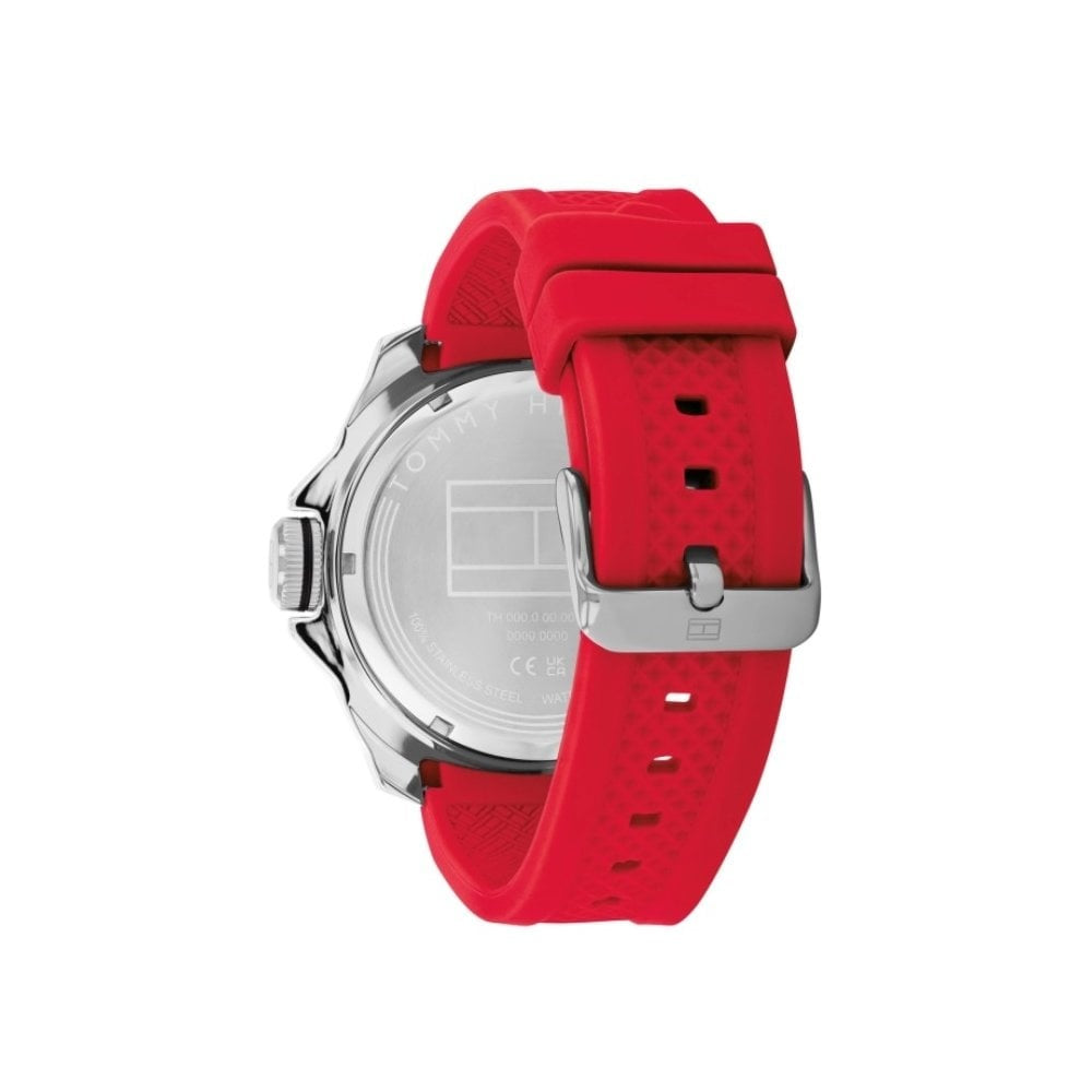 Tommy Hilfiger Men's Windsurf, Grey Dial, Red Silicone Watch