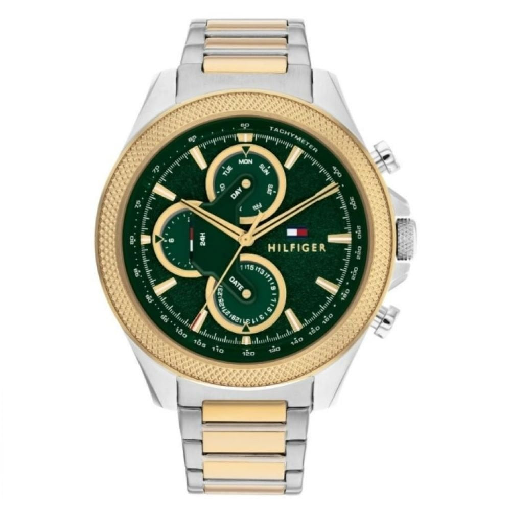 Tommy Hilfiger Mens Clark Gold Green Dial Watch 