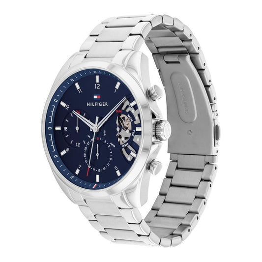 Tommy Hilfiger Mens Steel Blue Skeleton Dial Watch