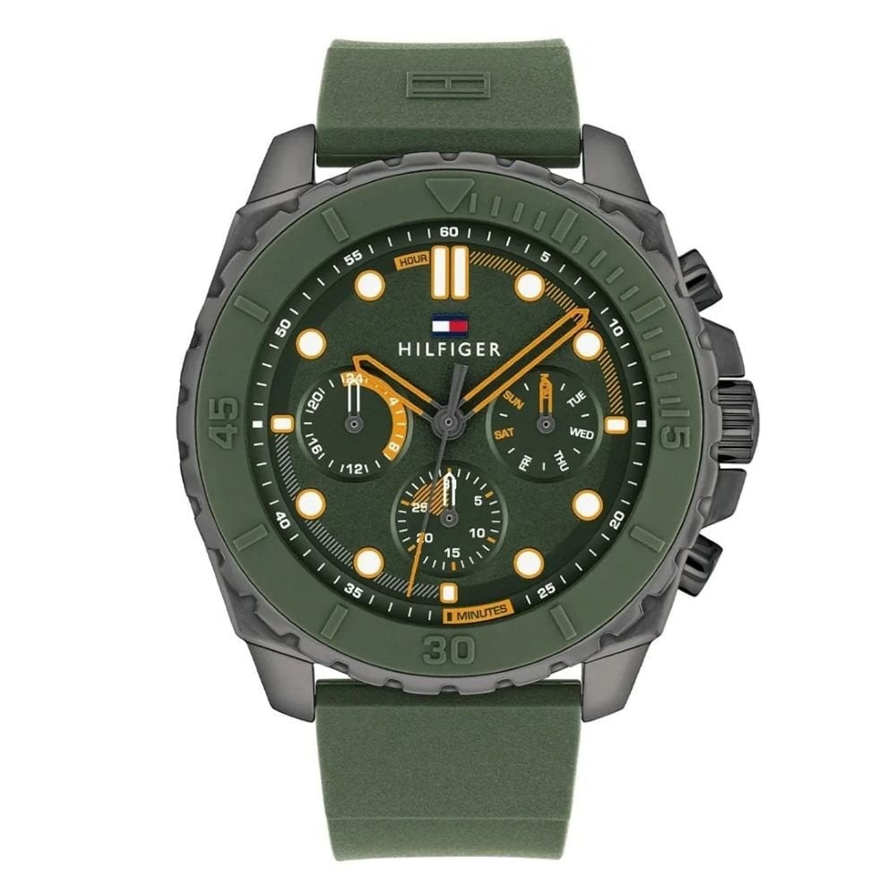 Tommy Hilfiger Morgan Chronograph, Green Dial Gents Silicone Watch
