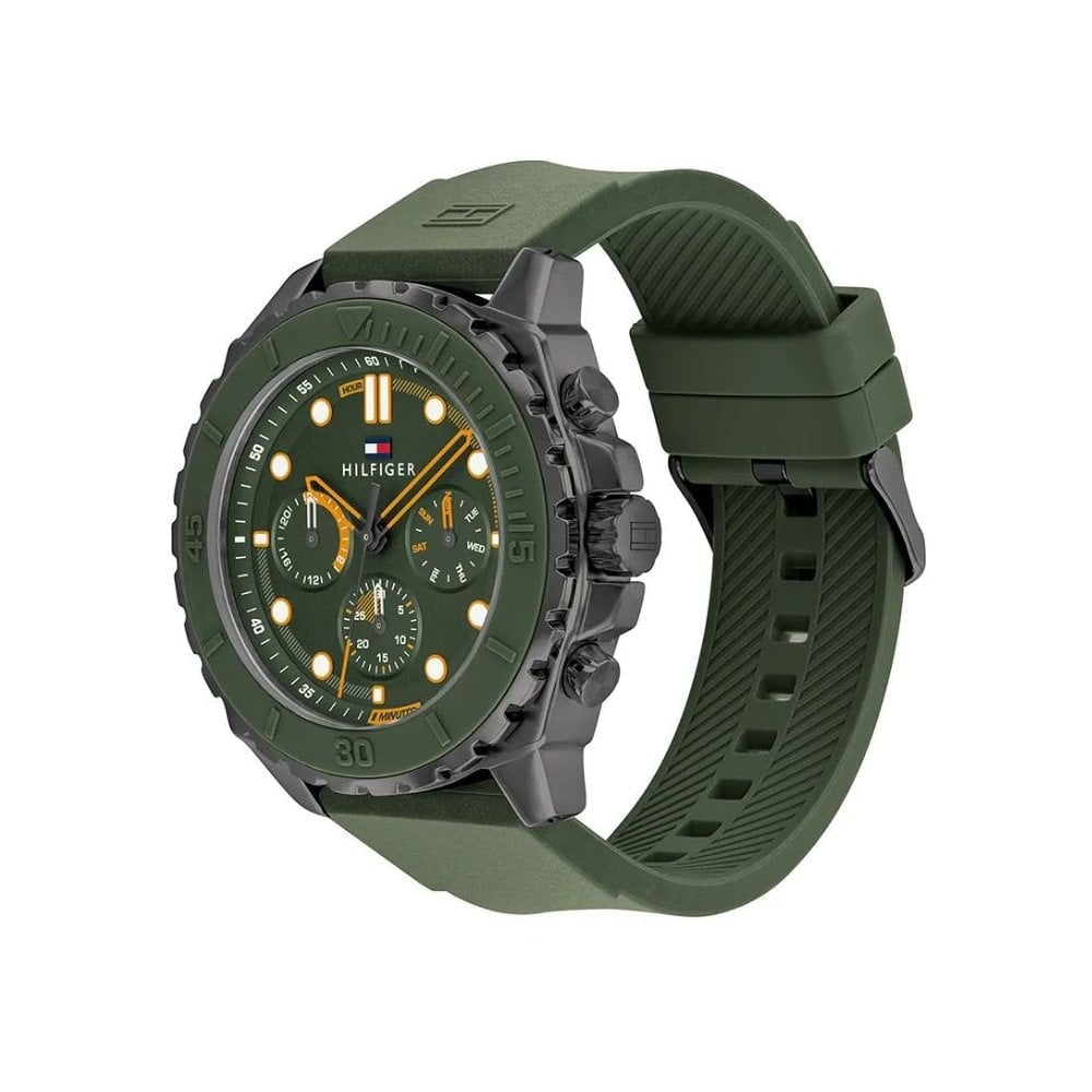 Tommy Hilfiger Morgan Chronograph, Green Dial Gents Silicone Watch