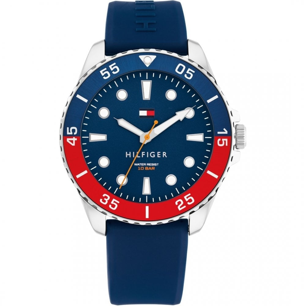 Tommy Hilfiger Oceanic Blue & Red Dial Silicone Gents Watch