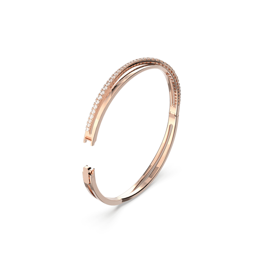 Twist bracelet, White, Rose gold-tone plated