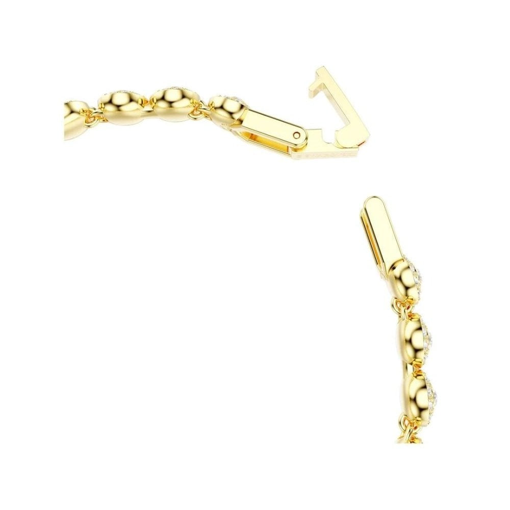 UNA ANGELIC NECKLACE & BRACELET SET, WHITE ROUND CRYSTALS, GOLD PLATED