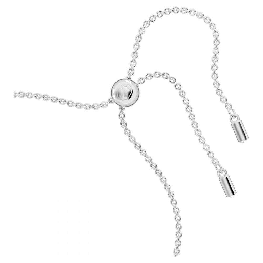 UNA DOUBLE SWAN HEART ADJUSTABLE BRACELET WITH CLEAR CRYSTALS