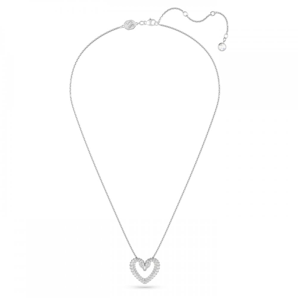 UNA DOUBLE SWAN HEART PENDANT WITH CLEAR CRYSTAL