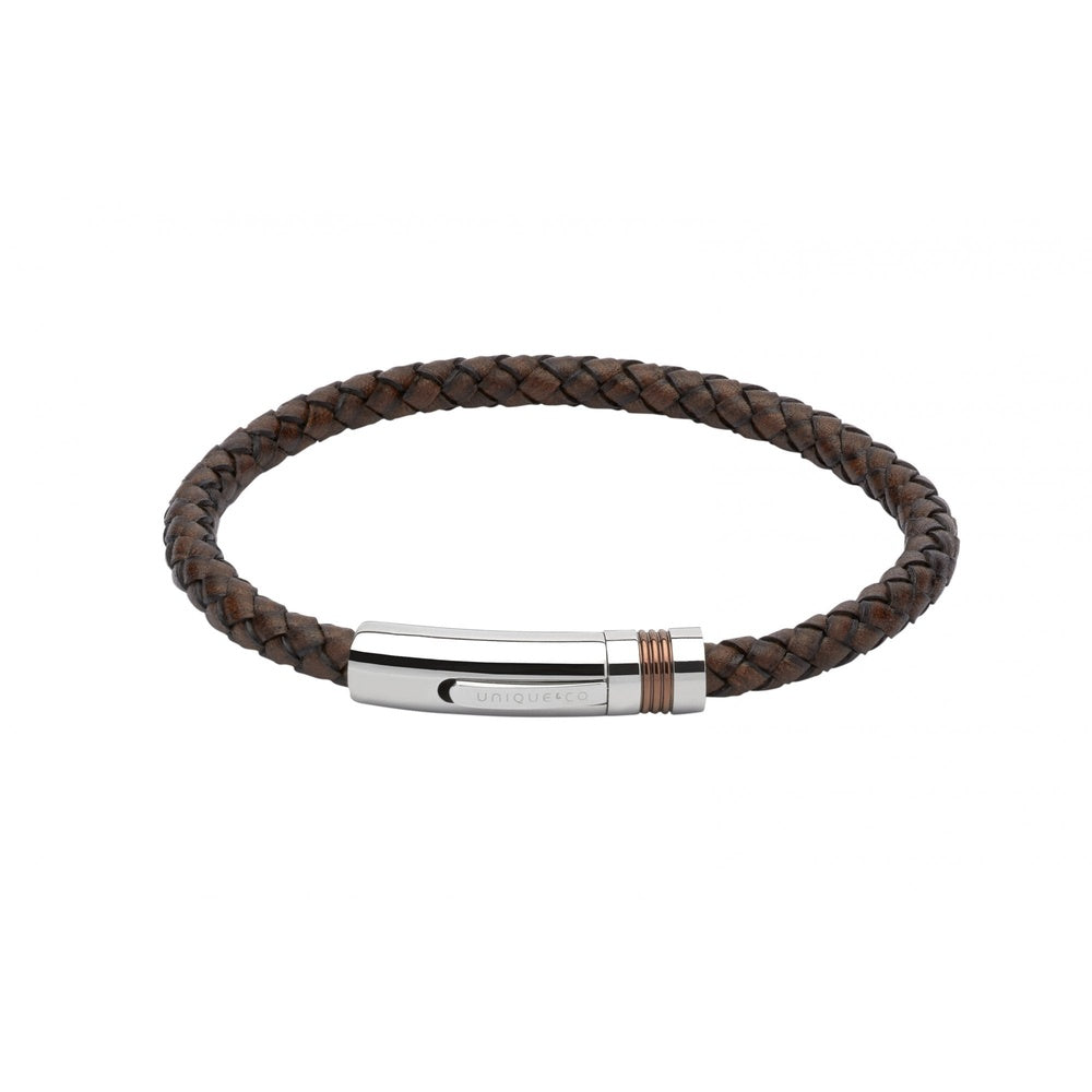 UNIQUE BROWN LEATHER MENS BRACELET
