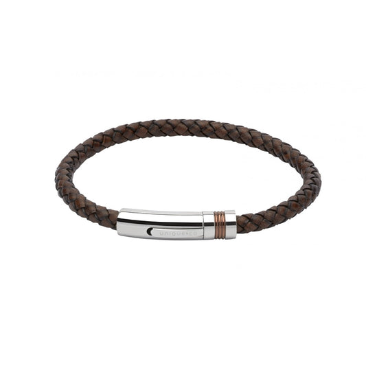 UNIQUE BROWN LEATHER MENS BRACELET