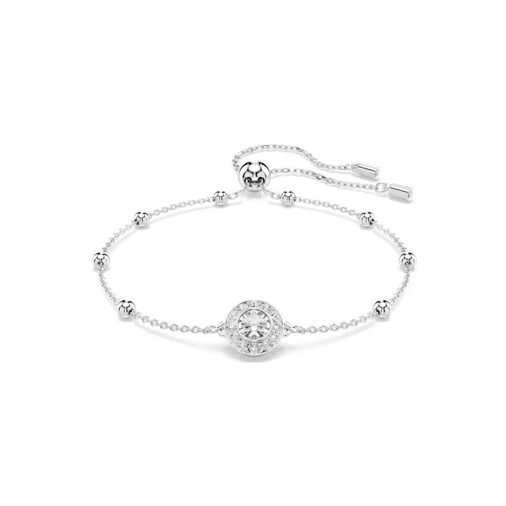 Una Angelic bracelet Round cut, White, Rhodium plated