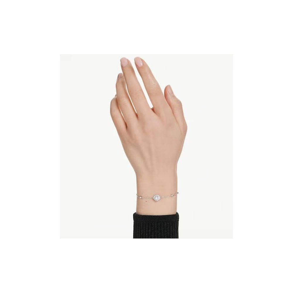 Una Angelic bracelet Round cut, White, Rhodium plated