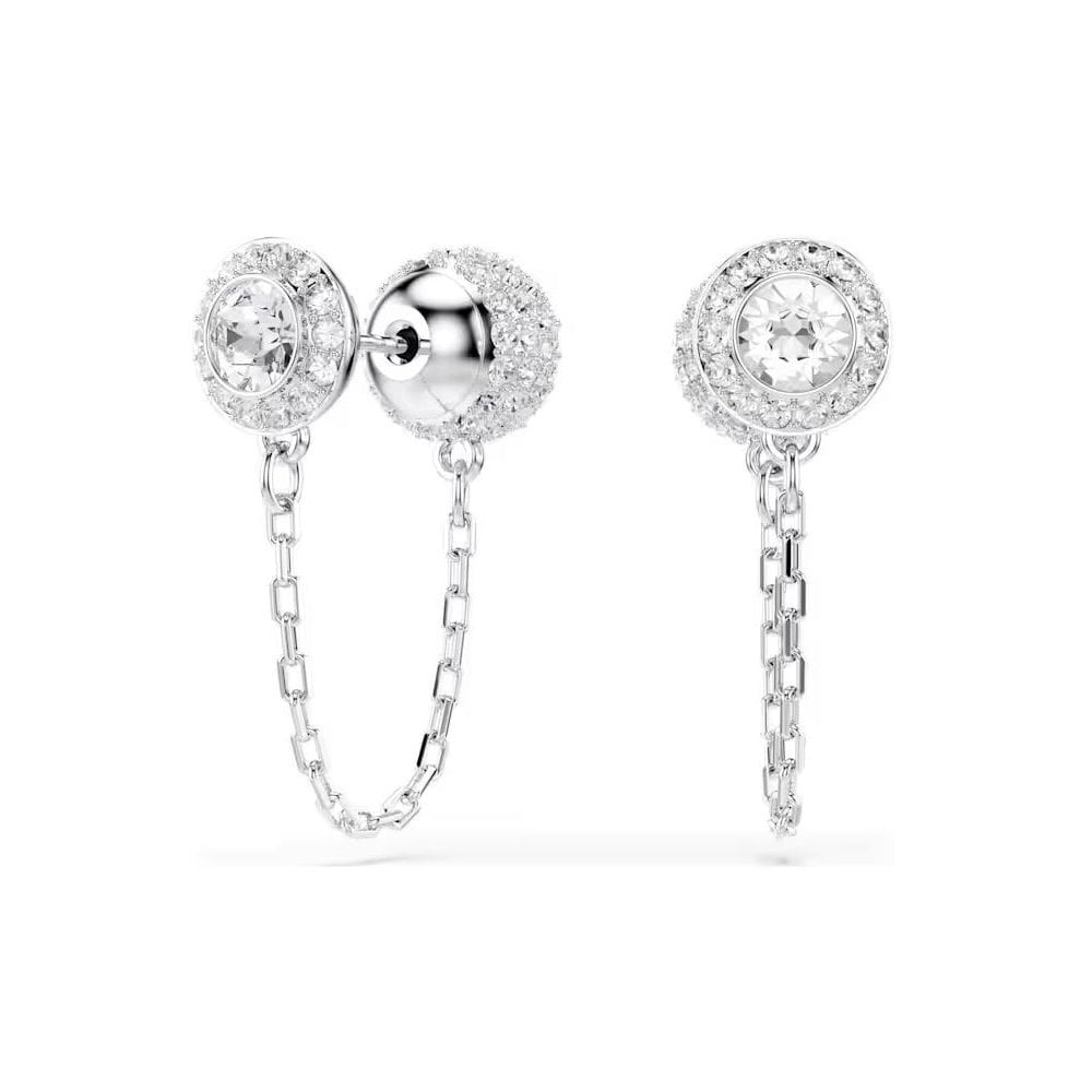 Una Angelic drop earrings Round cut, White, Rhodium plated