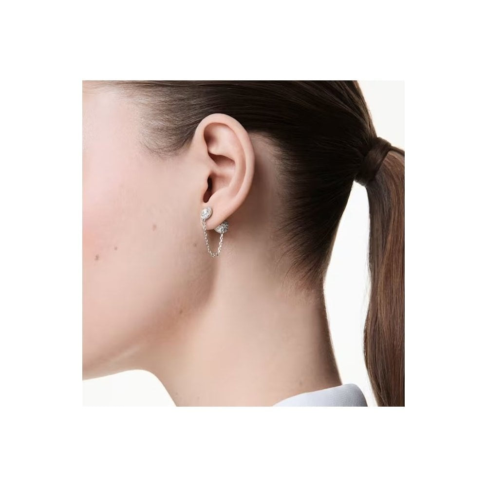 Una Angelic drop earrings Round cut, White, Rhodium plated