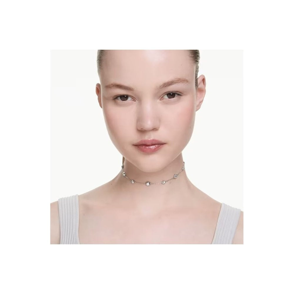 Una Angelic pendant Round cut, Double sided motifs, White, Rhodium plated