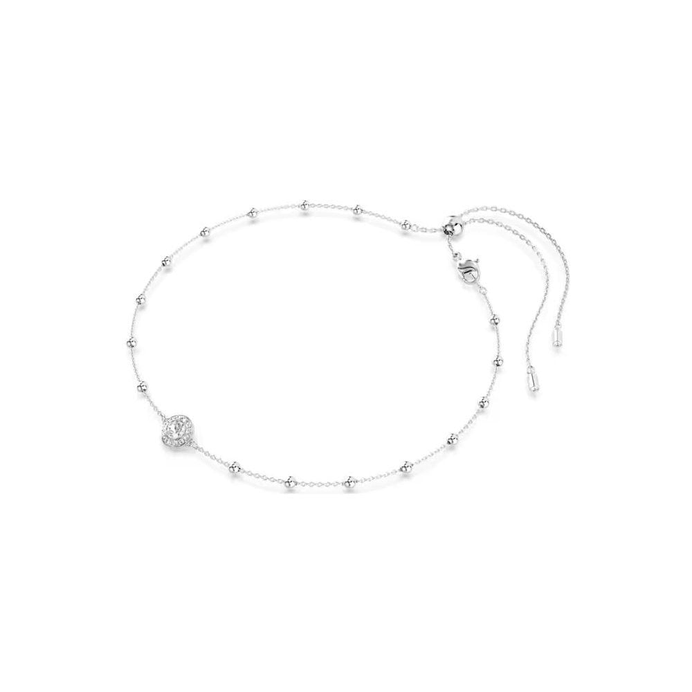 Una Angelic pendant Round cut, Double sided motifs, White, Rhodium plated