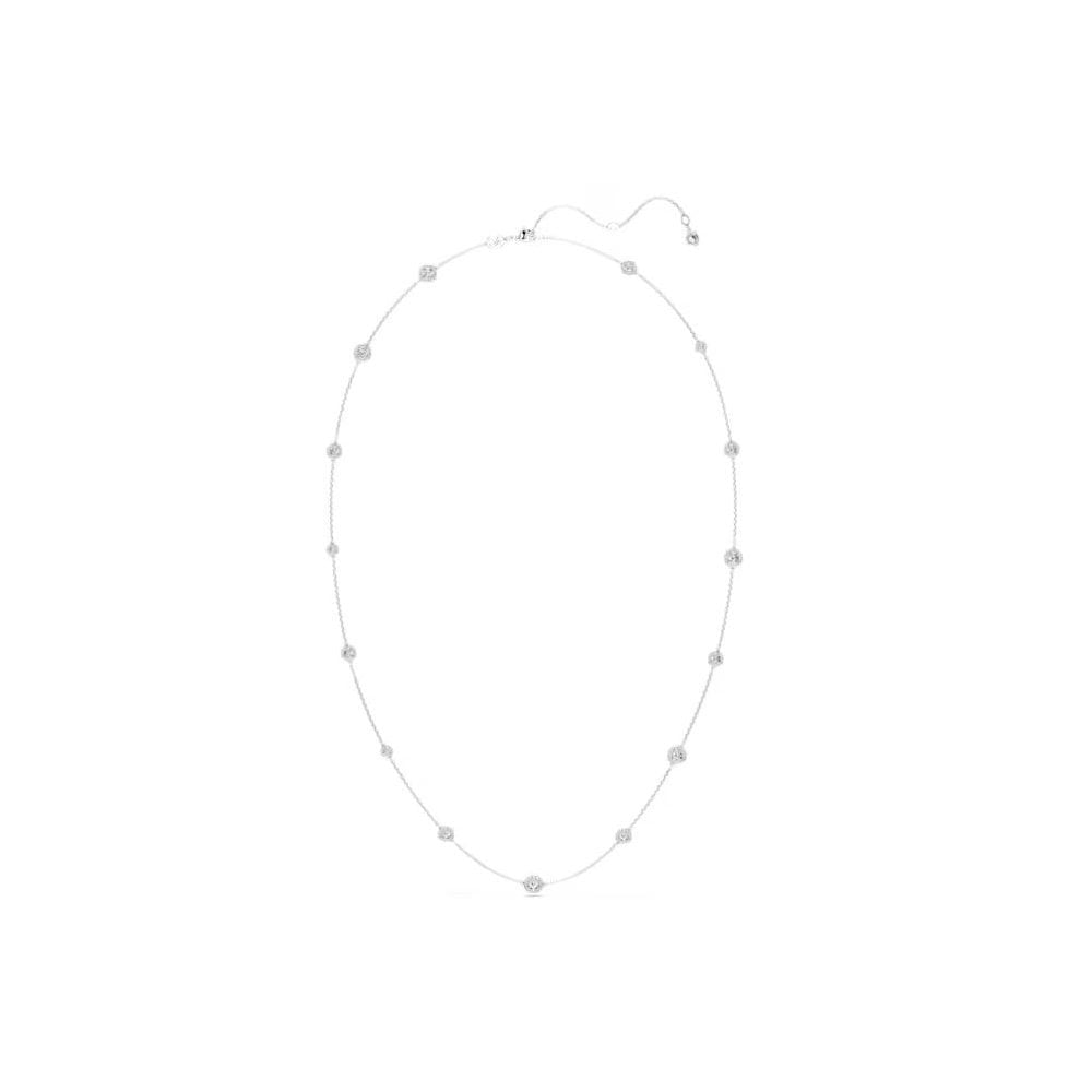 Una Angelic strandage Round cut, White, Rhodium plated