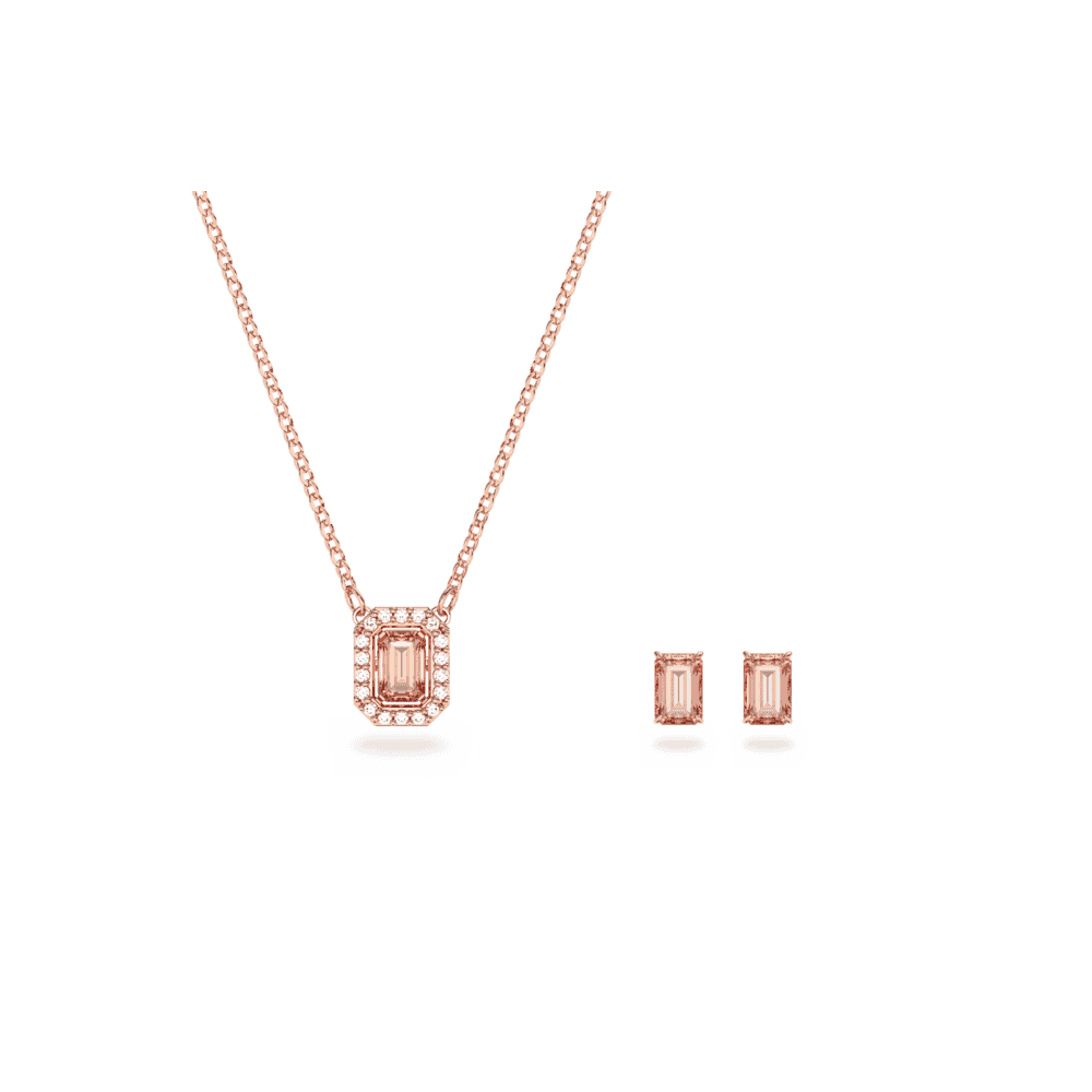 Una set, Octagon cut, Pink, Rose gold-tone plated