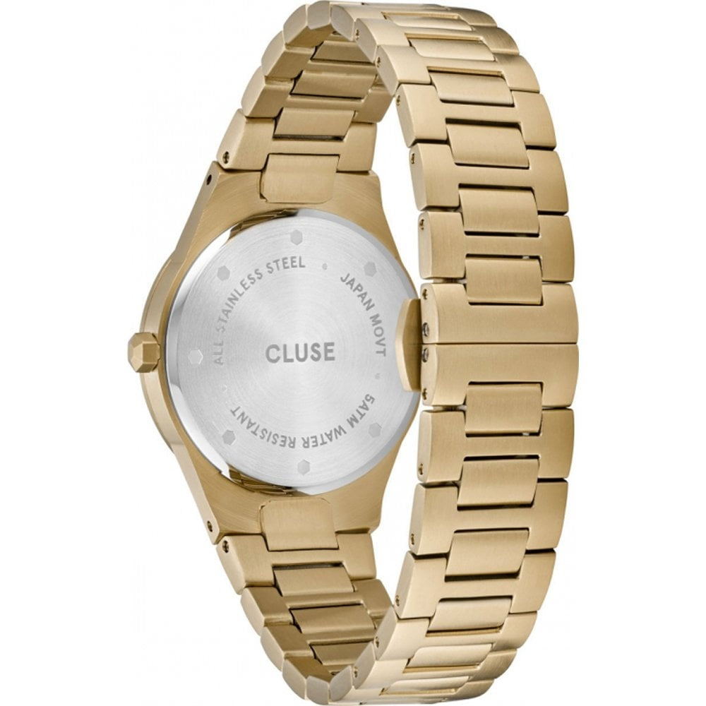 VIGOUREUX X ANKA GOLD STAINLESS STEEL SLEEK BRACELET WATCH WITH BLUE DIAL