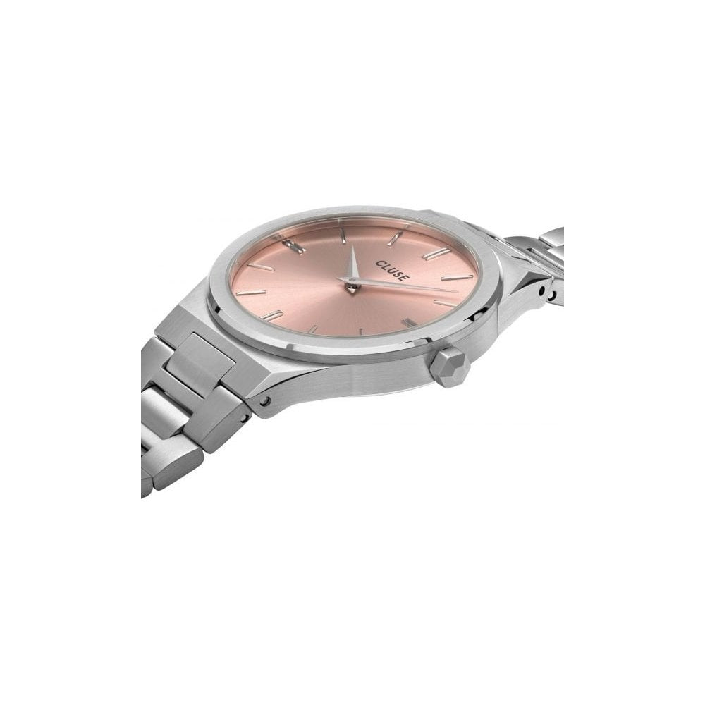 VIGOUREUX X ANKAT STAINLESS STEEL LADIES BRACELET WATCH WITH PINK DIAL