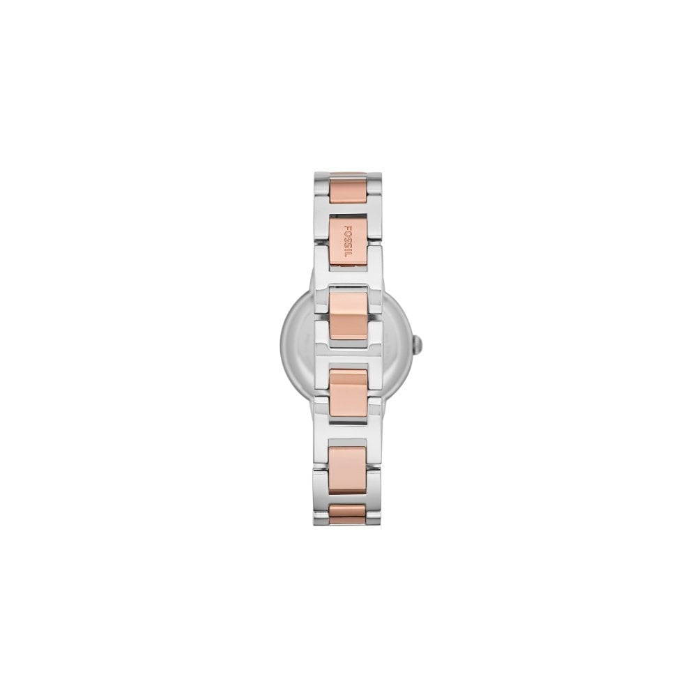 VIRGINIA TWO-TONE ROSE GOLD & STAINLESS STEEL BRACELET WATCH WITH CZ EMBELLISHMENT ON THE DIAL & ON THE BRACELET