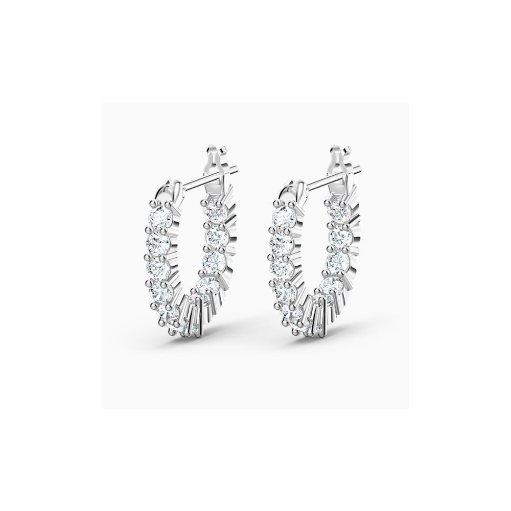 VITTORE MINI HOOP RHODIUM FINISHED EARRINGS WITH WHITE CRYSTALS