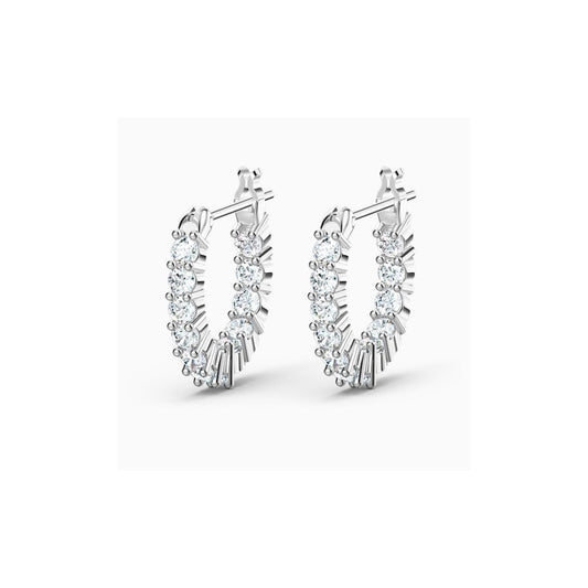 VITTORE MINI HOOP RHODIUM FINISHED EARRINGS WITH WHITE CRYSTALS
