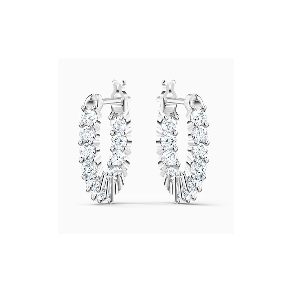 VITTORE MINI HOOP RHODIUM FINISHED EARRINGS WITH WHITE CRYSTALS