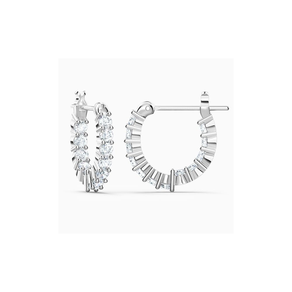 VITTORE MINI HOOP RHODIUM FINISHED EARRINGS WITH WHITE CRYSTALS