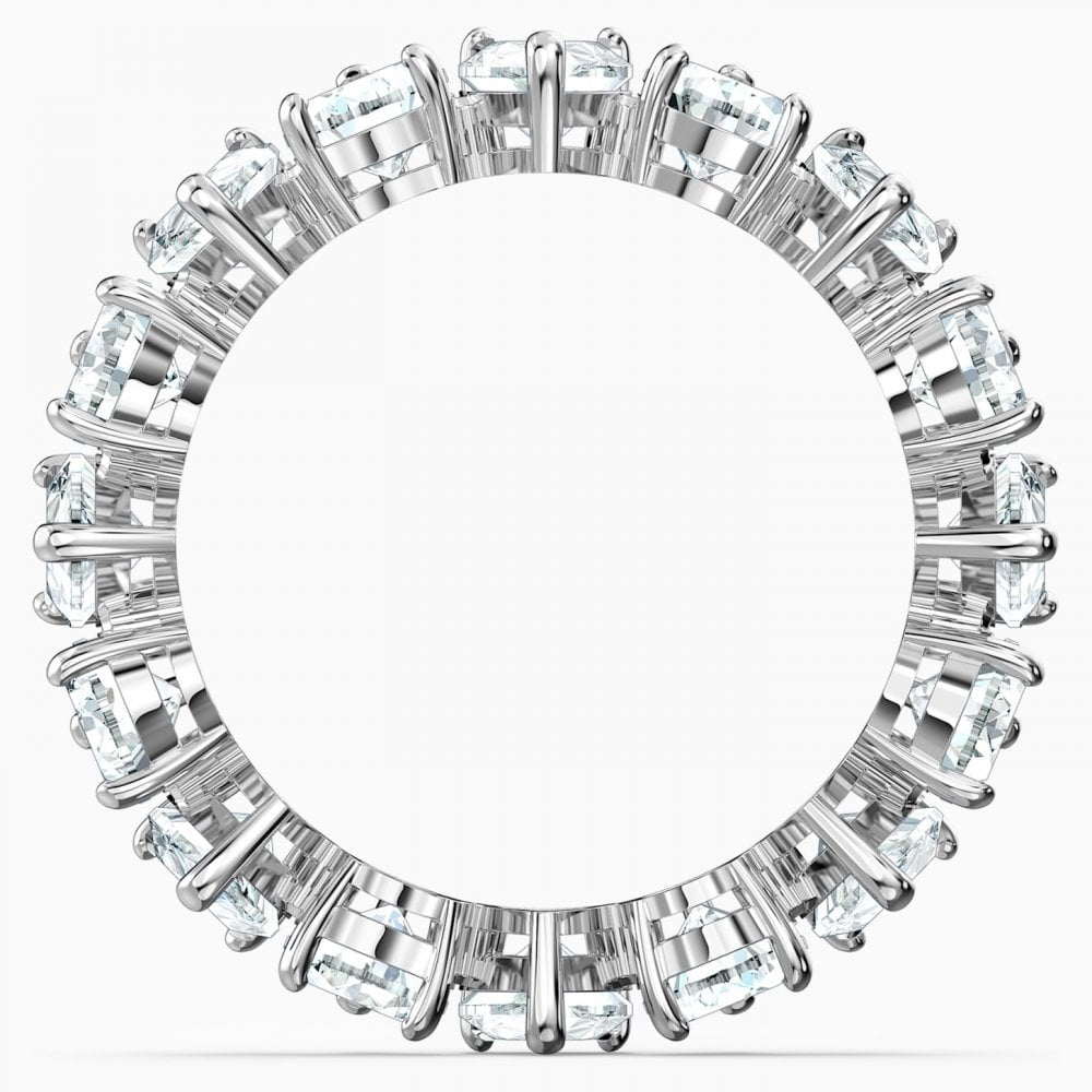 VITTORE PEAR RING, WHITE SWAROVSKI CRYSTALS, RHODIUM PLATED