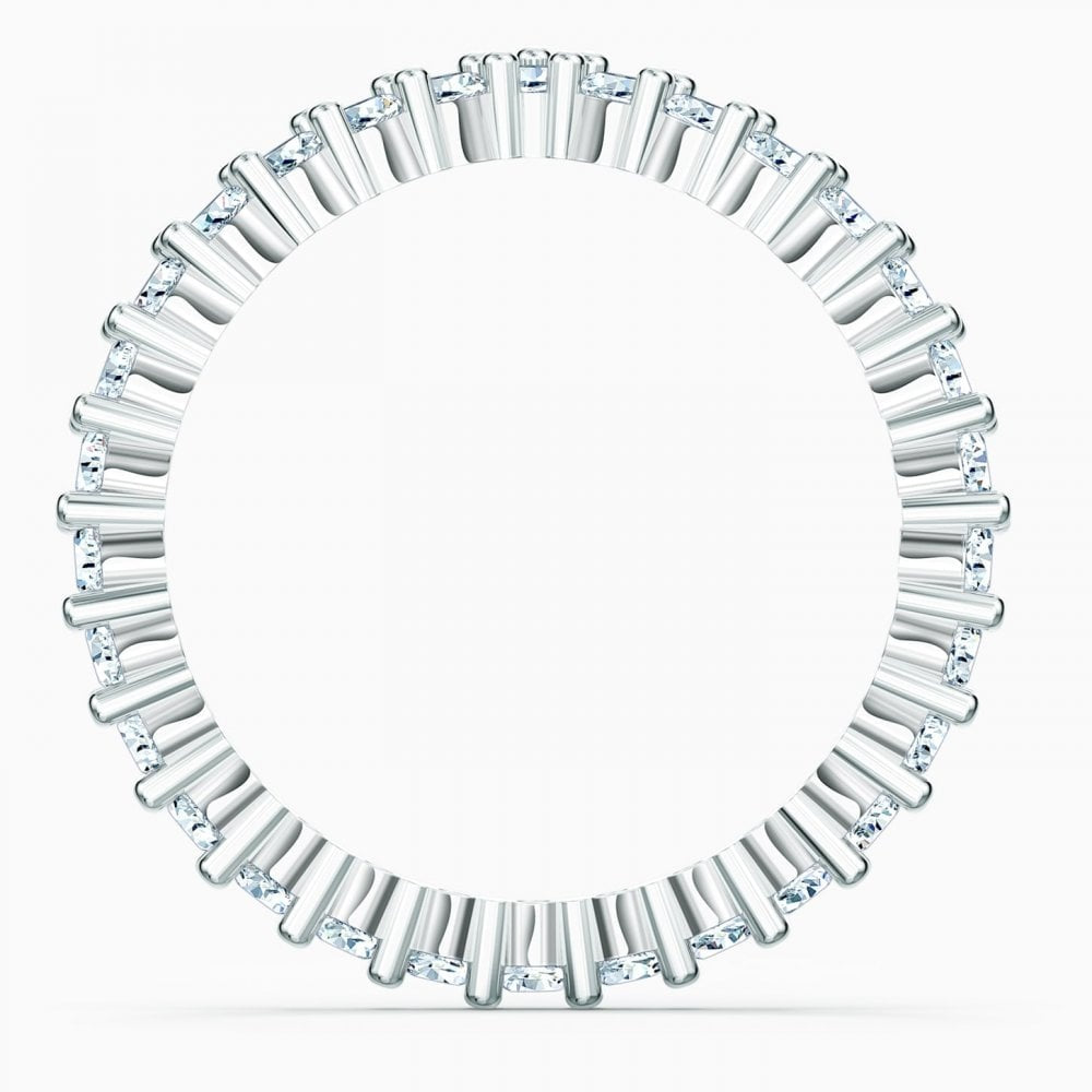 VITTORE V RING, WHITE SWAROVSKI CRYSTALS, RHODIUM PLATED