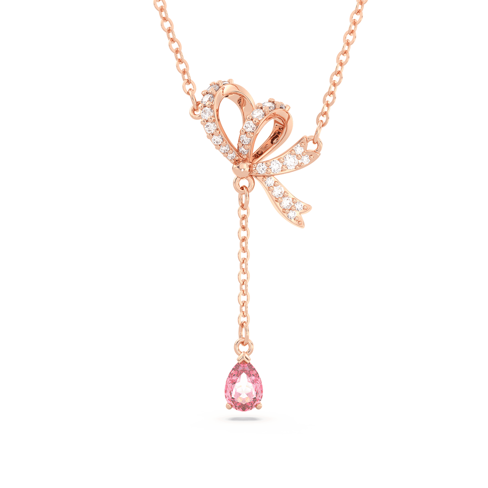 Volta Y pendant Bow, Pink, Rose gold-tone plated