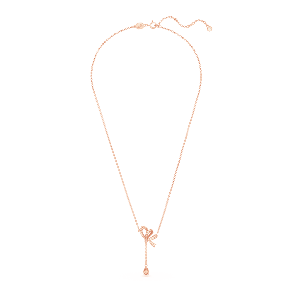 Volta Y pendant Bow, Pink, Rose gold-tone plated