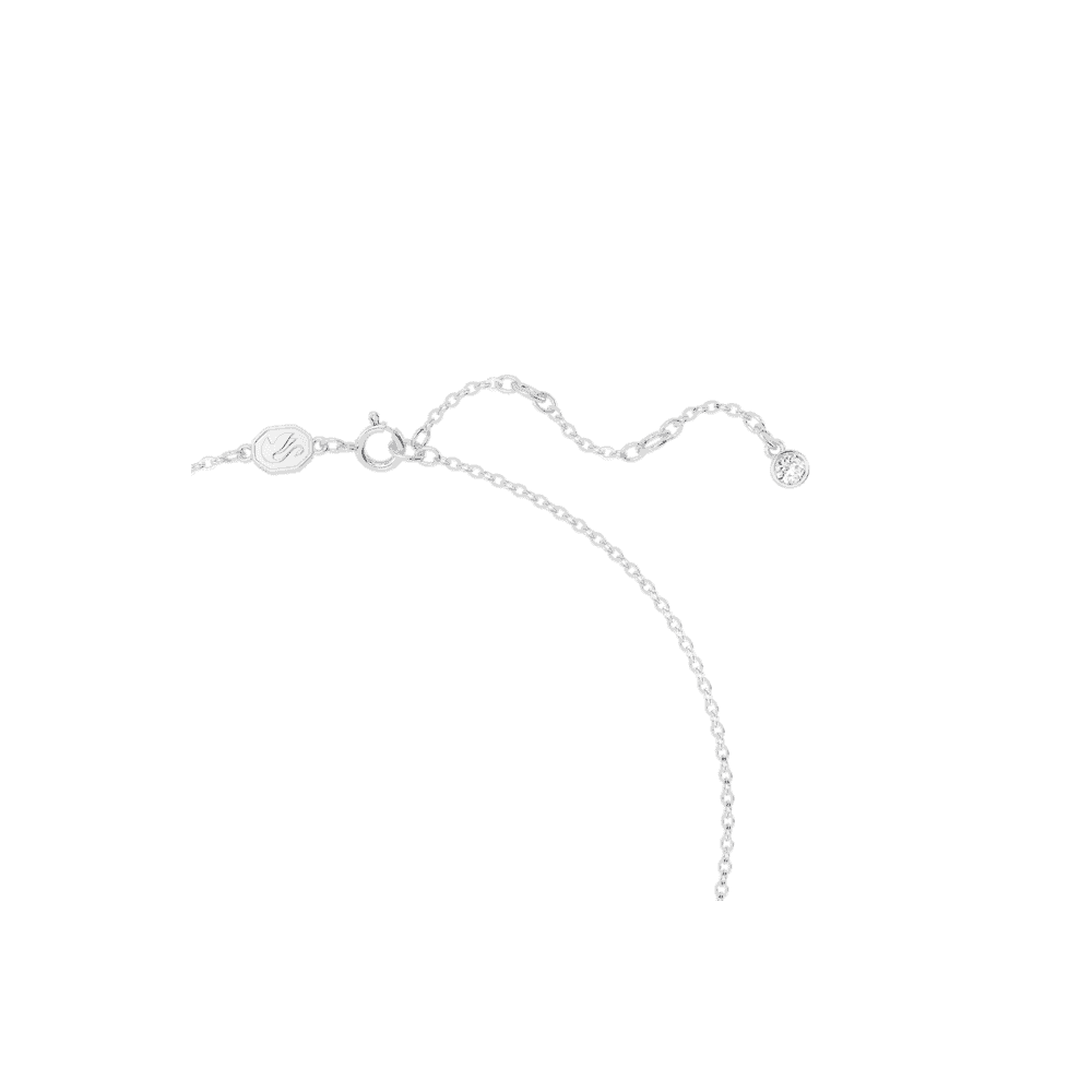 Volta necklace, Bow, Small, White, Rhodium plated