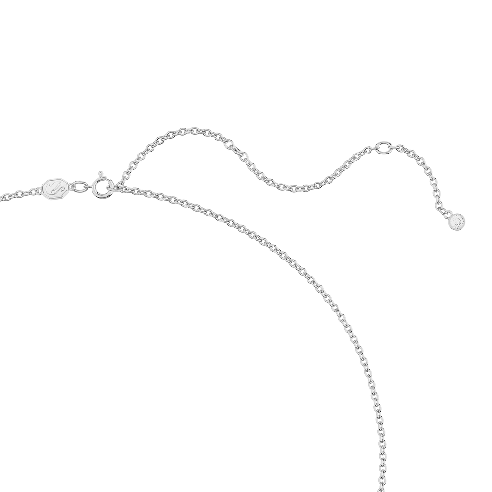 Volta pendant Bow, Large, White, Rhodium plated