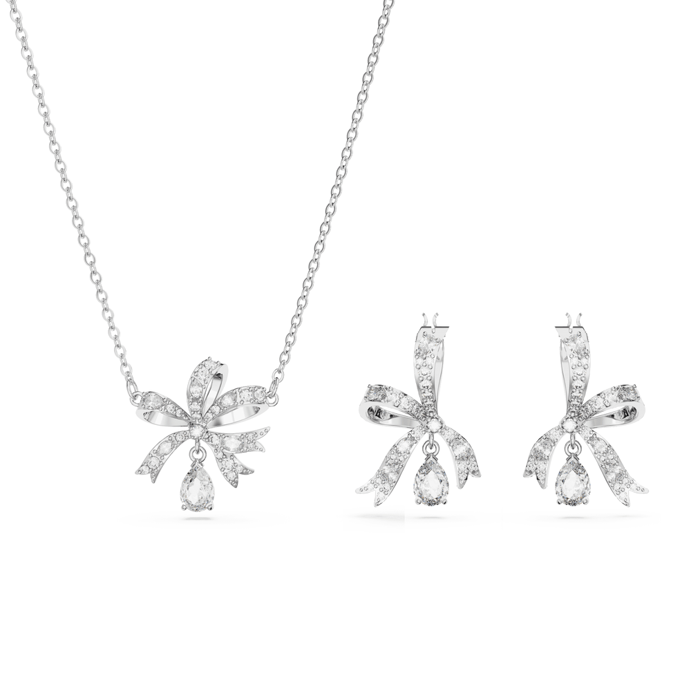 Volta set, Bow, White, Rhodium plated