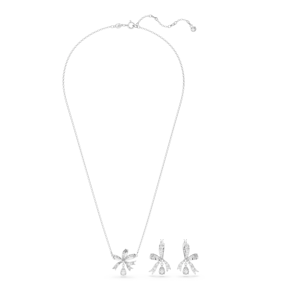 Volta set, Bow, White, Rhodium plated