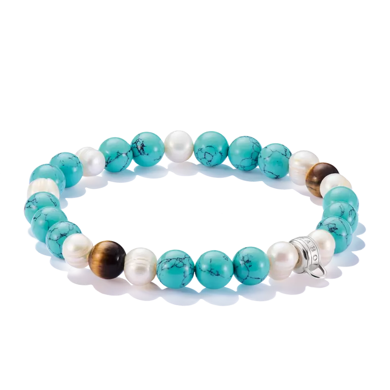 T SABO TURQ, TIGER EYE AND PEARL BRACELET