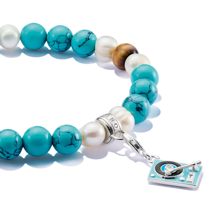 T SABO TURQ, TIGER EYE AND PEARL BRACELET