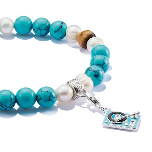 T SABO TURQ, TIGER EYE AND PEARL BRACELET