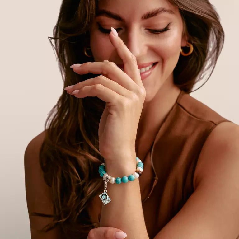 T SABO TURQ, TIGER EYE AND PEARL BRACELET