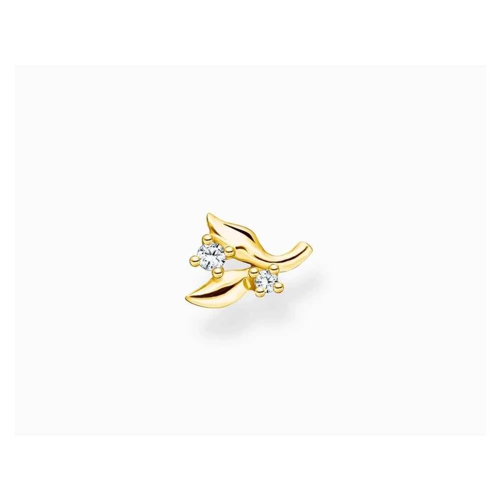 Yellow Gold Plated Floral Cubic Zirconia Single Stud