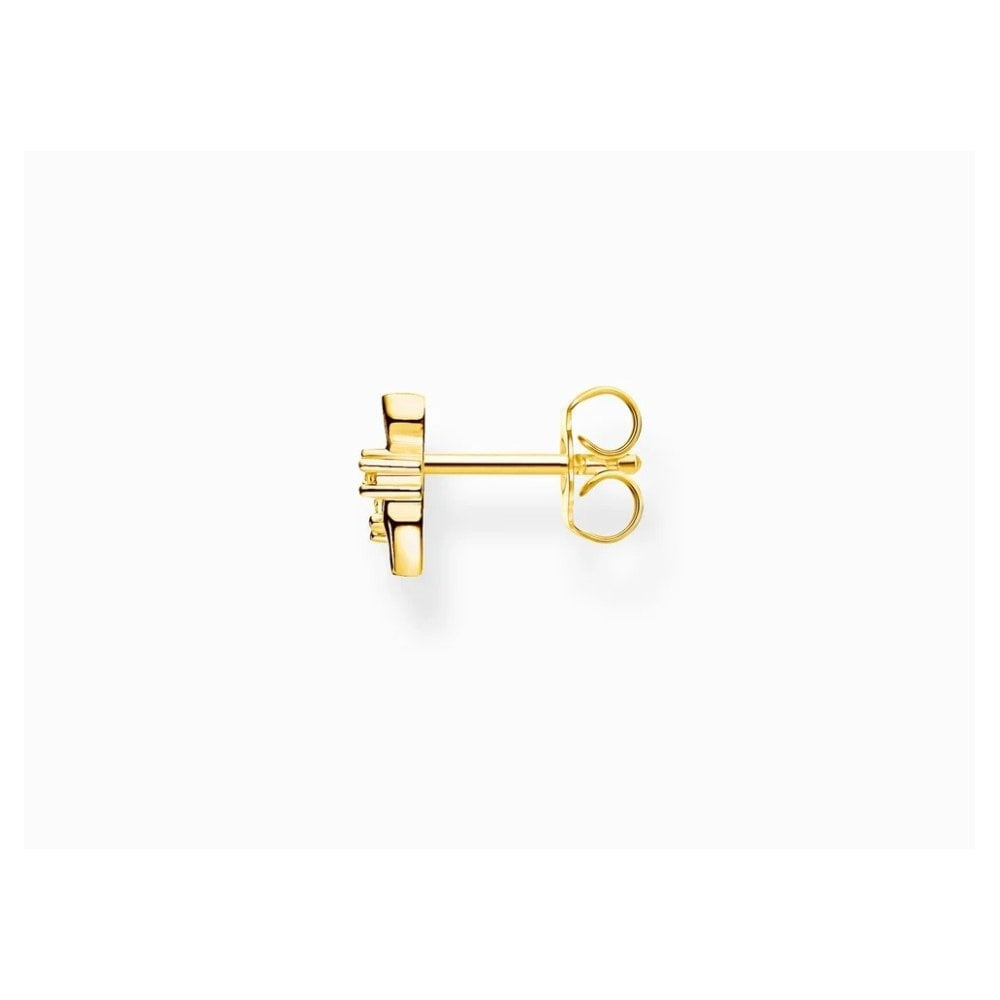 Yellow Gold Plated Floral Cubic Zirconia Single Stud