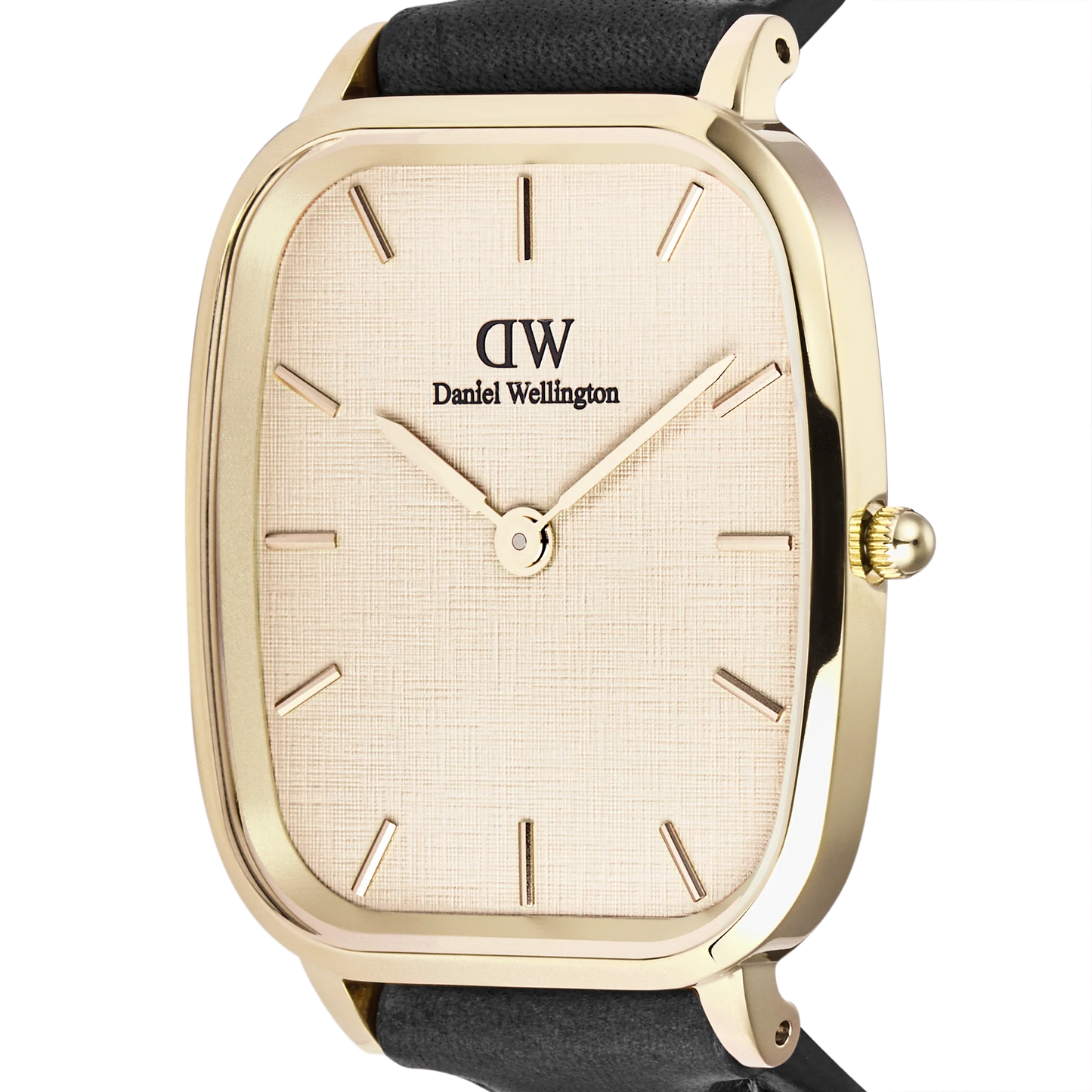 Daniel Wellington Marlon Sheffield Linen Gold Gents Black Leather Watch