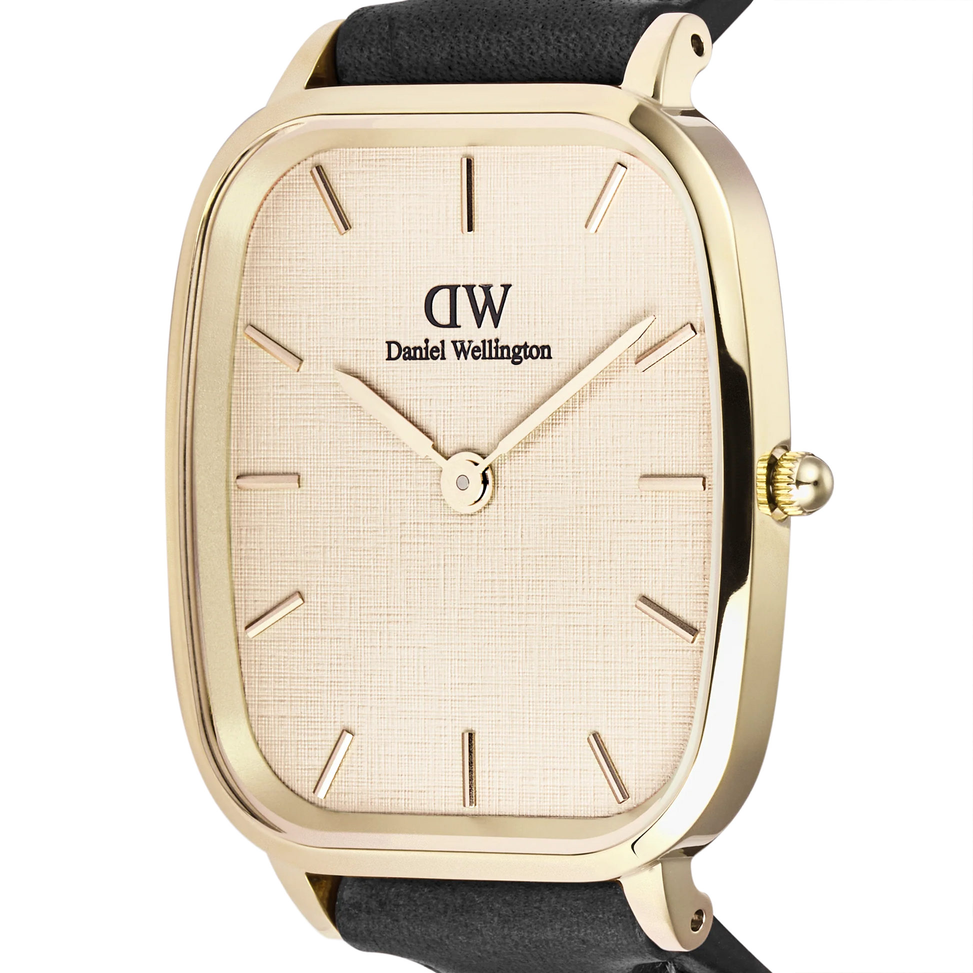 Daniel Wellington Marlon Sheffield Linen Gold Gents Black Leather Watch