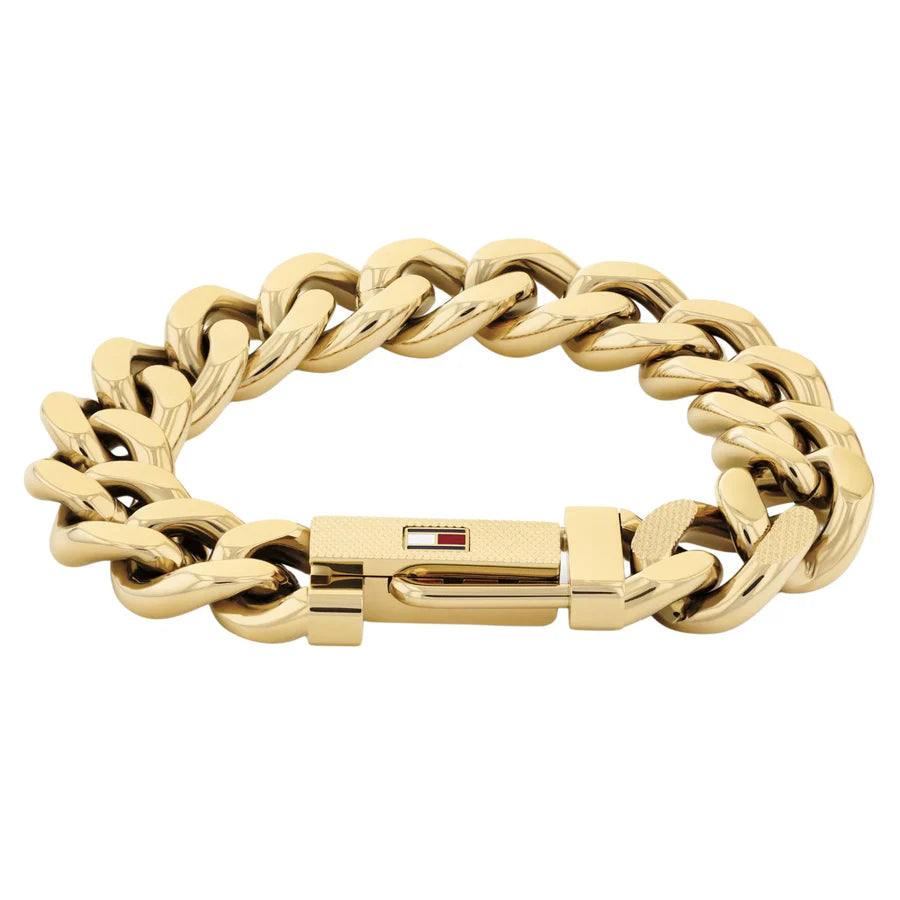 TOMMY HILFIGER HEAVY GOLD CURB STEEL BRACELET