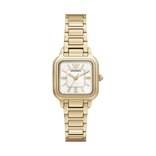 ARMANI MOP SQUARE DIAL LADIES STAINLESS STEEL WATCH